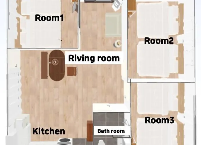 Hongik Station 3 Bedroom 아파트 *